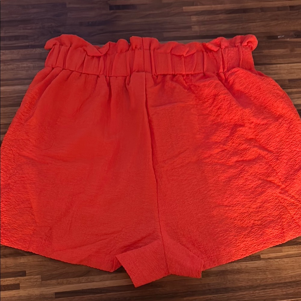 Women's Red Drawstring Shorts - Picture 3 of 4